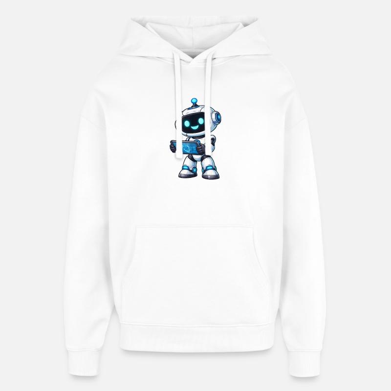 Petit robot avec tablette - Sweat à capuche unisexe Stanley/Stella Oversized - blanc