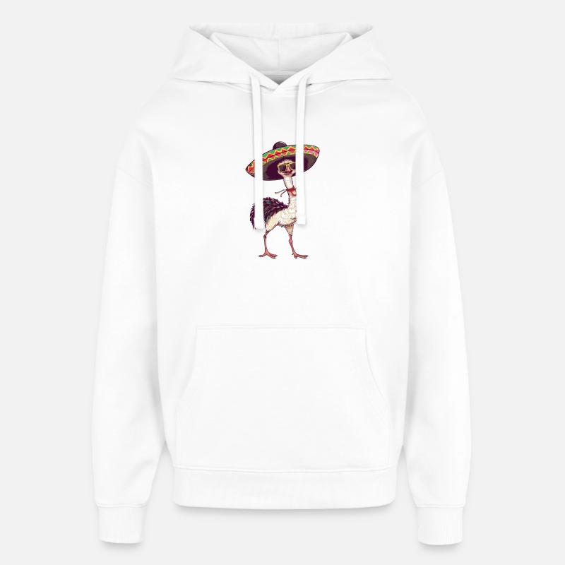 Sombrero comique drôle d’autruche - Sweat à capuche unisexe Stanley/Stella Oversized - blanc