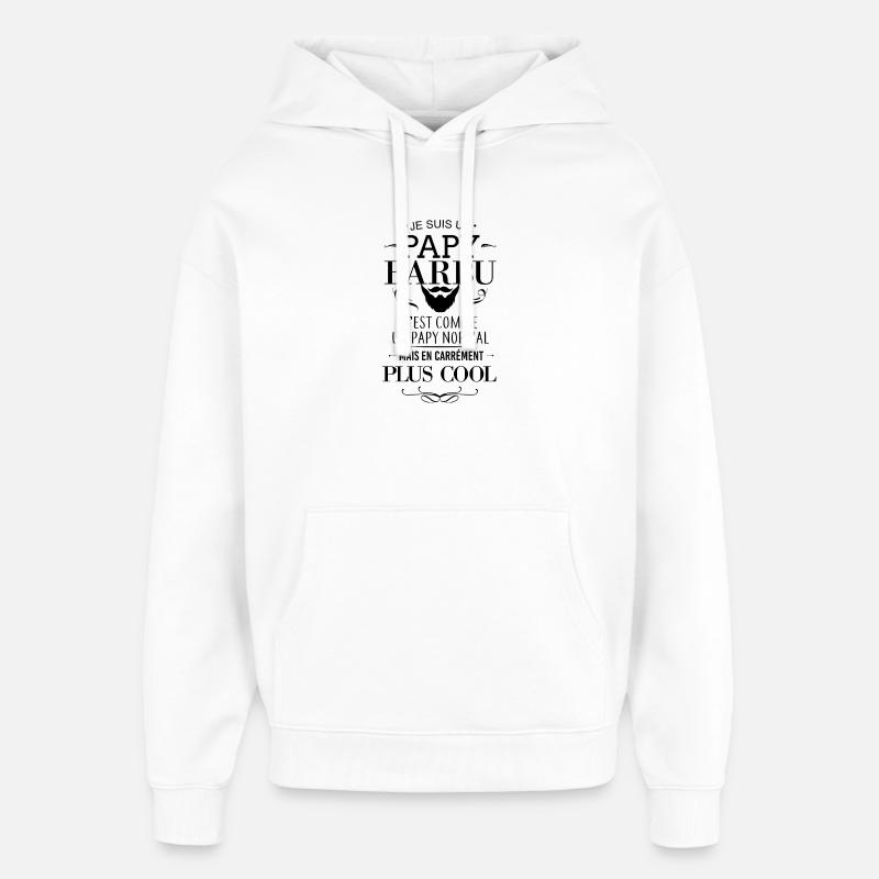 Papy Barbu - Sweat à capuche unisexe Stanley/Stella Oversized - blanc