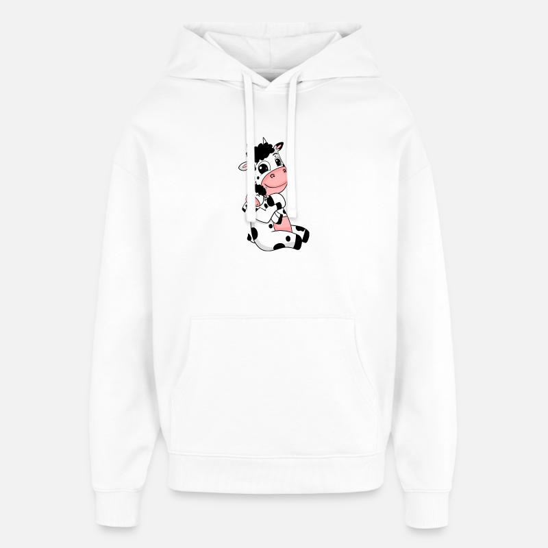 Famille de vaches - Vache avec bébé - Sweat à capuche unisexe Stanley/Stella Oversized - blanc