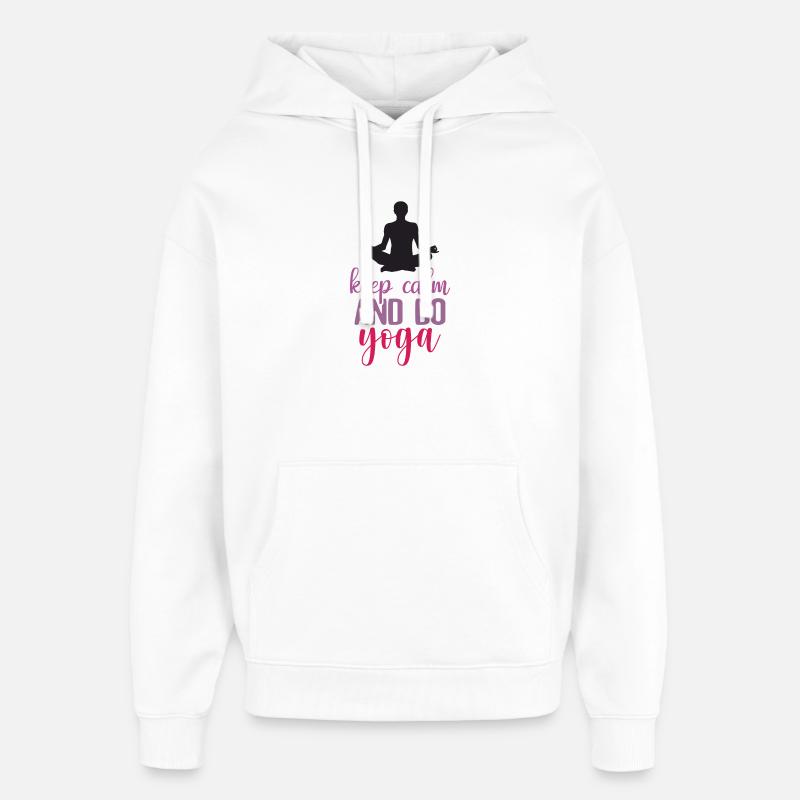 Restez calme et faites du yoga - Sweat à capuche unisexe Stanley/Stella Oversized - blanc