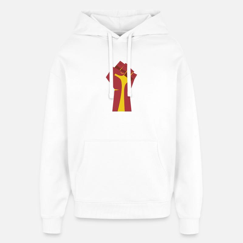 Die erhobene Faust (rot, gelb) - Oversized Unisex Hoodie von Stanley/Stella - Weiß