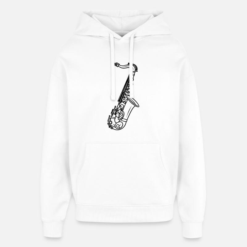 Dessin de saxophone - Sweat à capuche unisexe Stanley/Stella Oversized - blanc