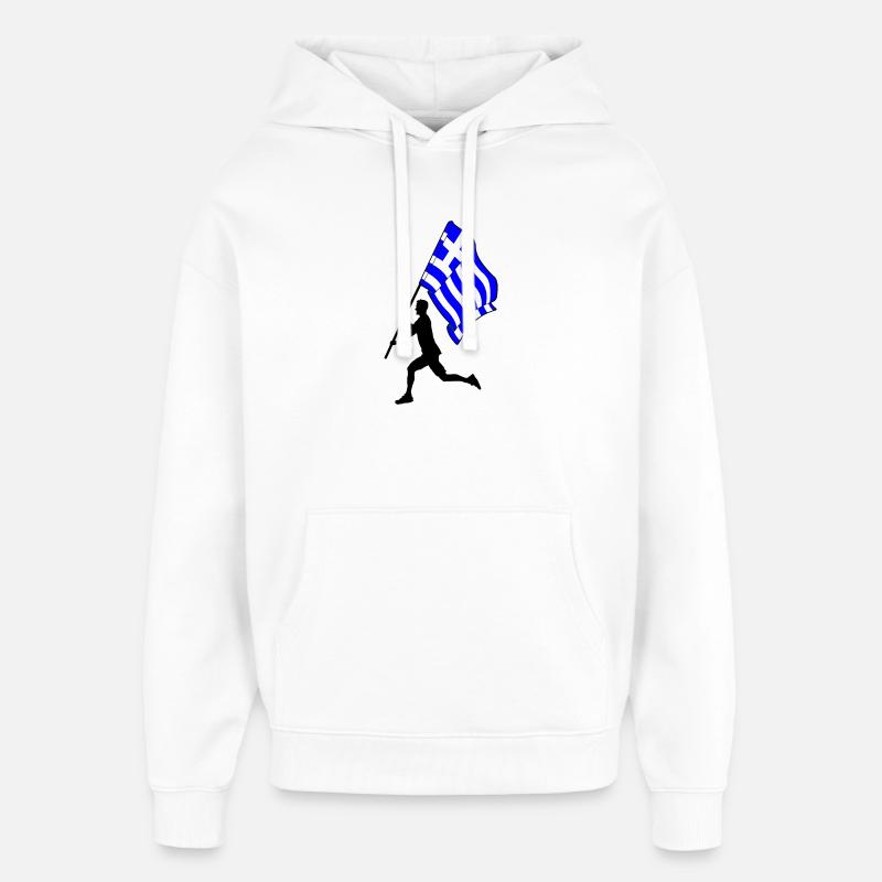 Drapeau Grèce Homme Courir - Sweat à capuche unisexe Stanley/Stella Oversized - blanc