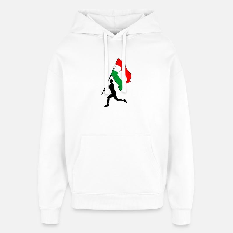 Flagge Ungarn Mann läuft - Oversized Unisex Hoodie von Stanley/Stella - Weiß
