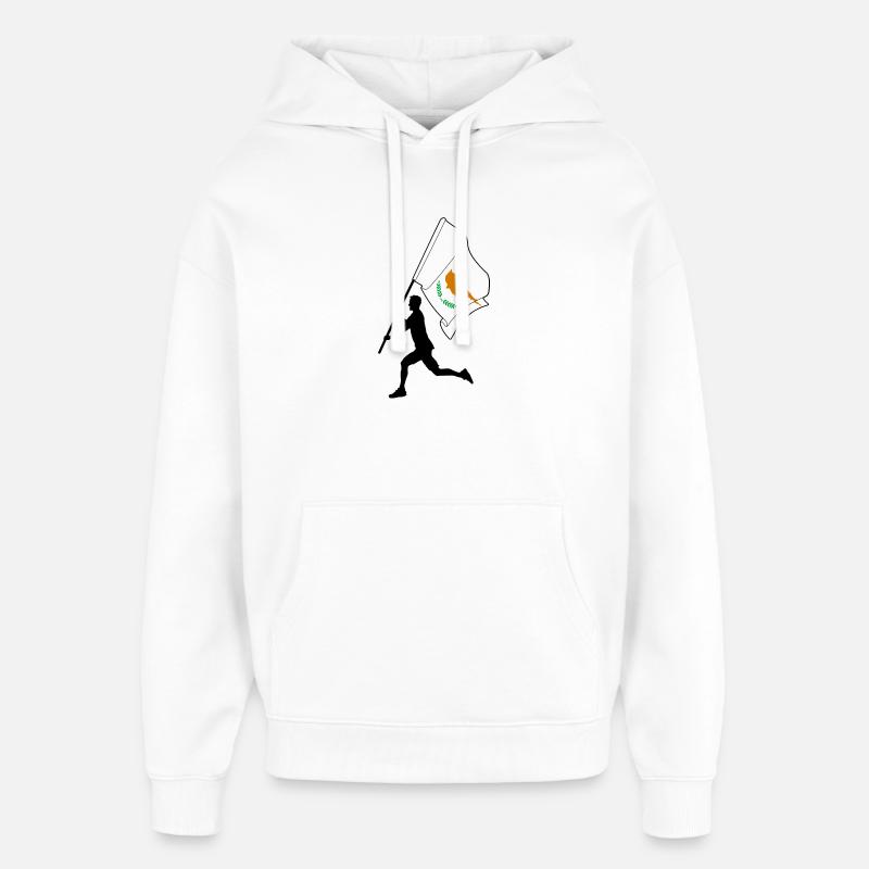 Drapeau chypriote homme en course - Sweat à capuche unisexe Stanley/Stella Oversized - blanc