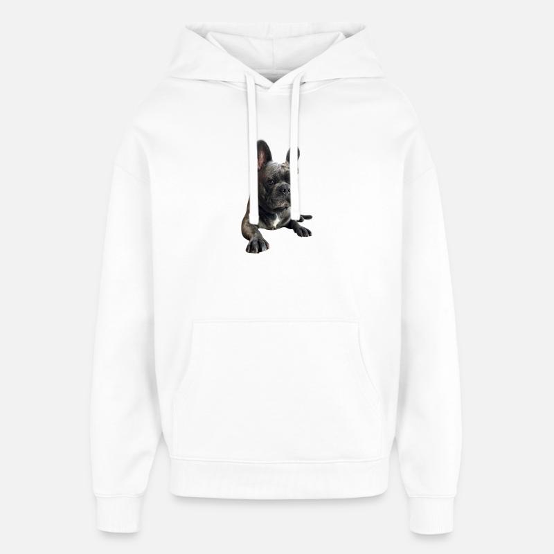 Portrait de bouledogue câlin - Sweat à capuche unisexe Stanley/Stella Oversized - blanc