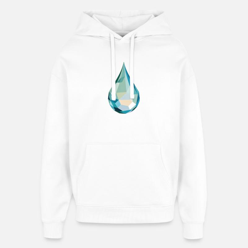 Wassertropfen - Cooles Low Poly Logo - Oversized Unisex Hoodie von Stanley/Stella - Weiß