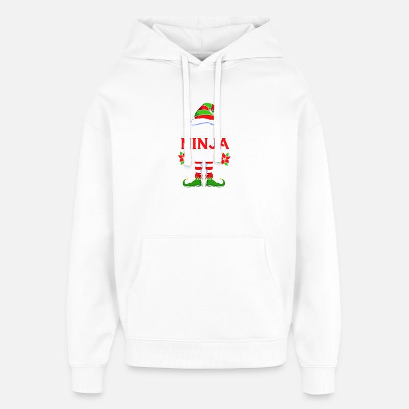 Elfe Elfe Cadeau de Noël Ninja - Sweat à capuche unisexe Stanley/Stella Oversized - blanc