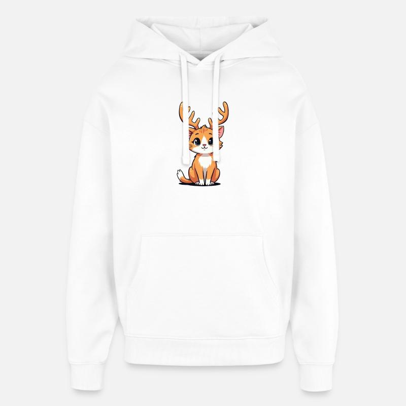 Renne Chat - Sweat à capuche unisexe Stanley/Stella Oversized - blanc