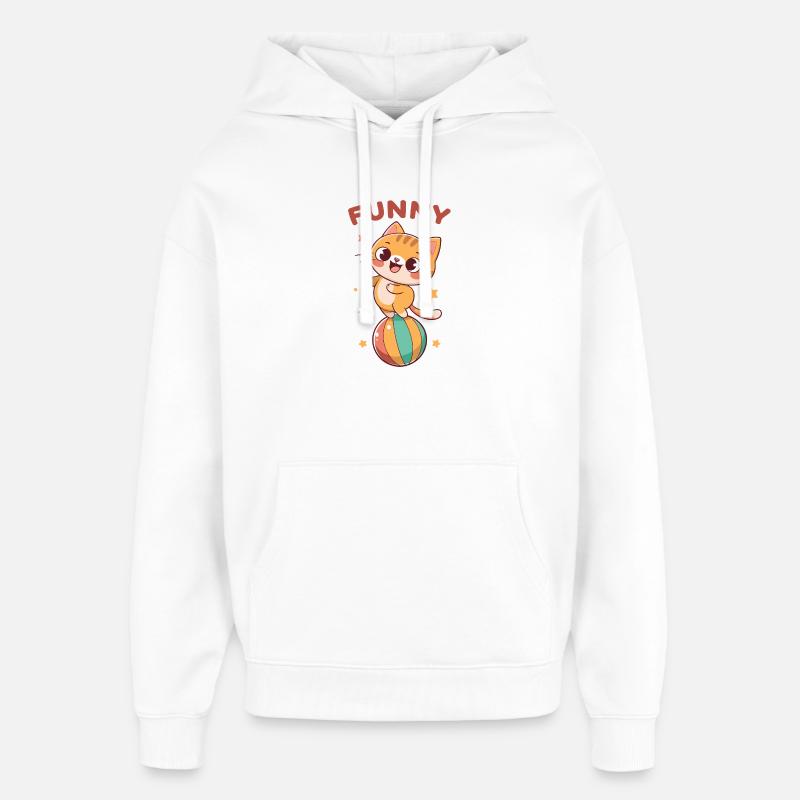Chat espiègle sur balle arc-en-ciel - Sweat à capuche unisexe Stanley/Stella Oversized - blanc