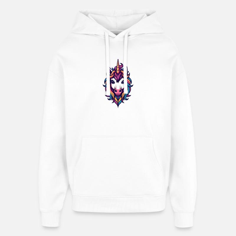 Regenbogen Einhorn Kopf - Oversized Unisex Hoodie von Stanley/Stella - Weiß