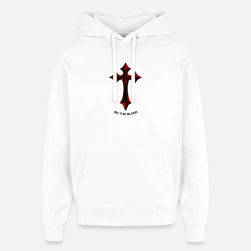 Talisman de la Croix gothique rouge - Sweat à capuche unisexe Stanley/Stella Oversized - blanc