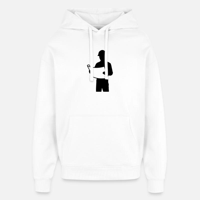 T-shirt Architecte - Engineer Blueprint Design - Sweat à capuche unisexe Stanley/Stella Oversized - blanc