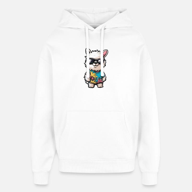 Vacances de bandes dessinées Alpaga Lama - Sweat à capuche unisexe Stanley/Stella Oversized - blanc