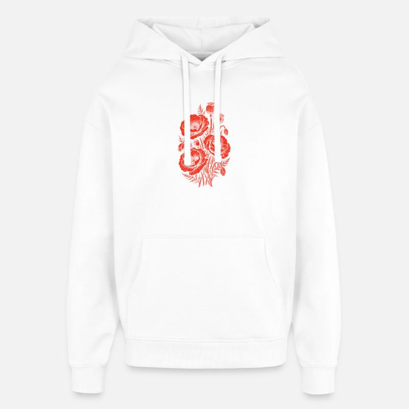 Bouquet de coquelicots cramoisis - Sweat à capuche unisexe Stanley/Stella Oversized - blanc
