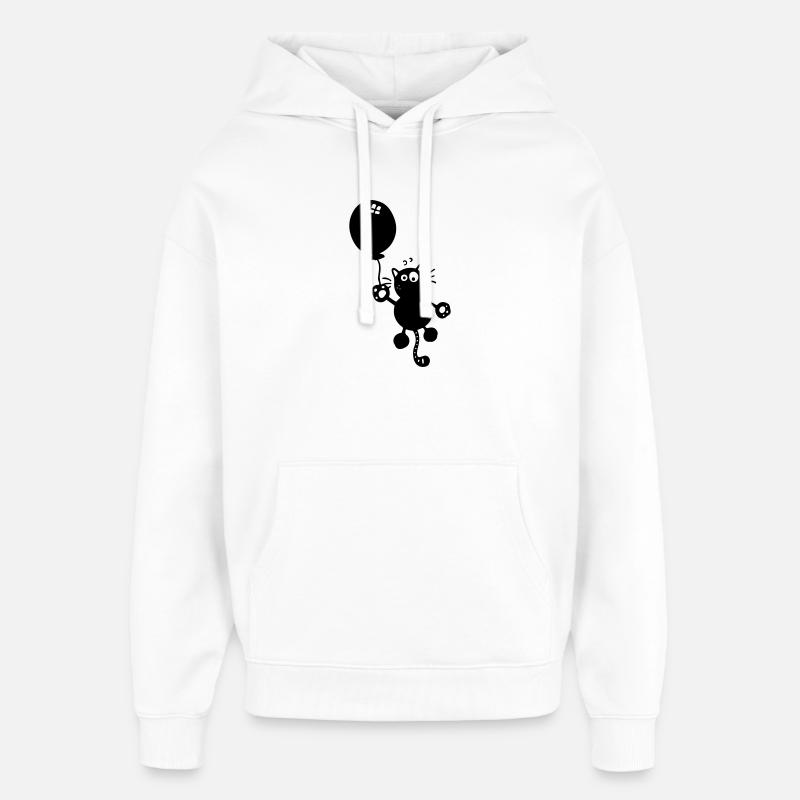 Chat avec ballon - Sweat à capuche unisexe Stanley/Stella Oversized - blanc