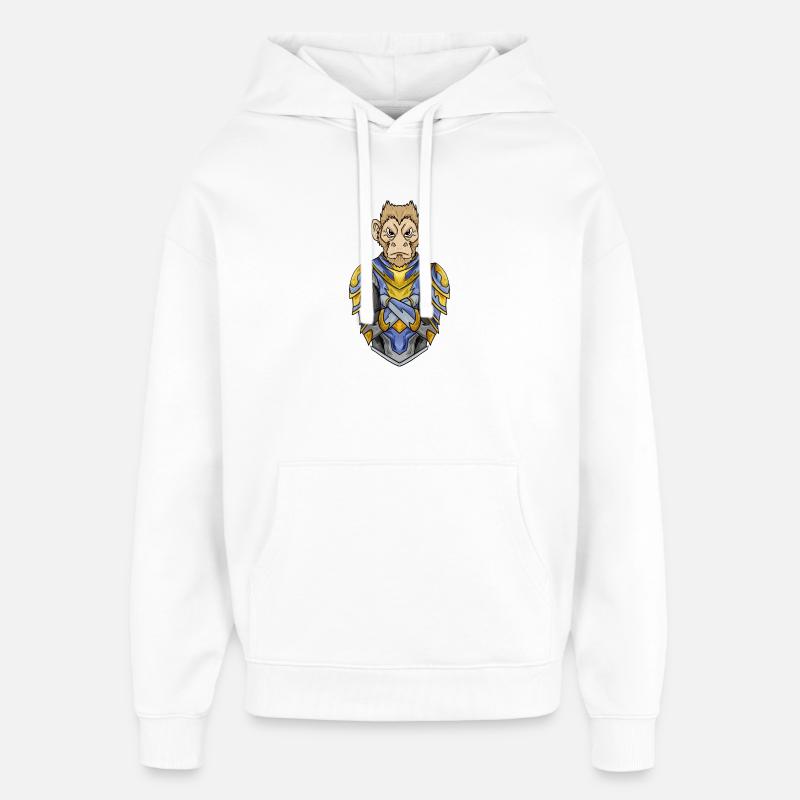 Knight Monkey with Armor Crusader - Oversized Unisex Hoodie by Stanley/Stella - white