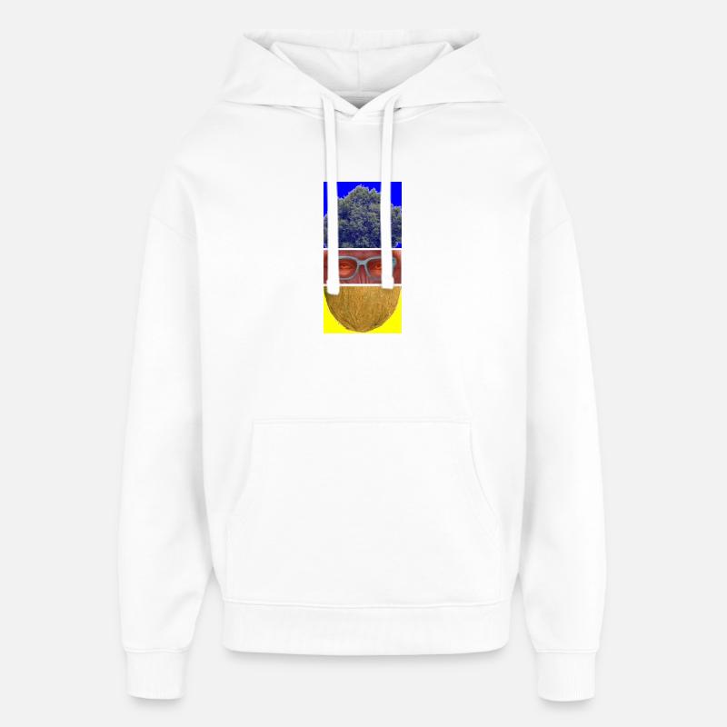 Triptyque coloré: arbre, visage et noix - Sweat à capuche unisexe Stanley/Stella Oversized - blanc