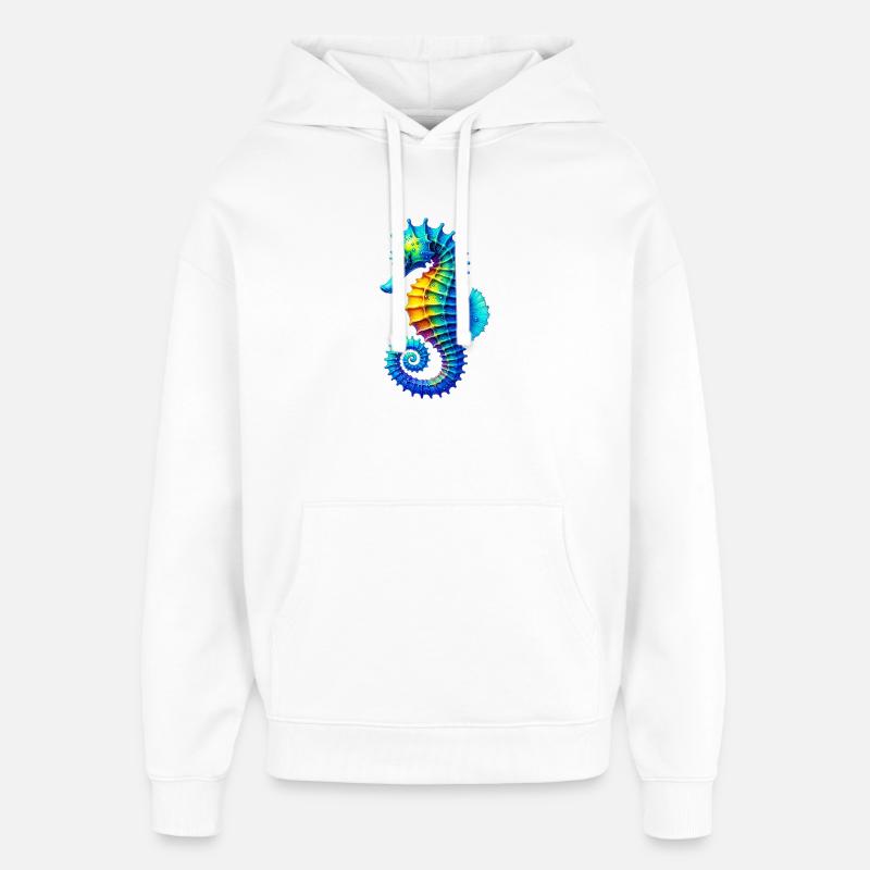 Hippocampe - Sweat à capuche unisexe Stanley/Stella Oversized - blanc