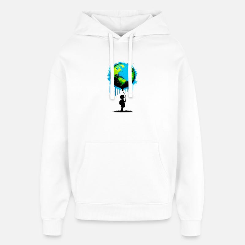 Planète Terre - Sweat à capuche unisexe Stanley/Stella Oversized - blanc