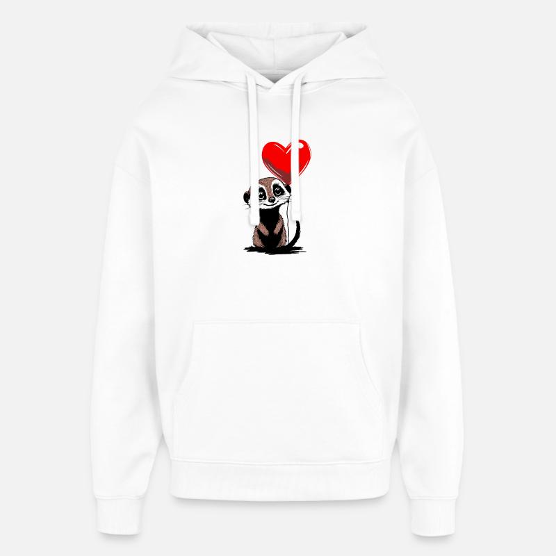 Ballon cœur de suricate - Heartful Creatures - Sweat à capuche unisexe Stanley/Stella Oversized - blanc
