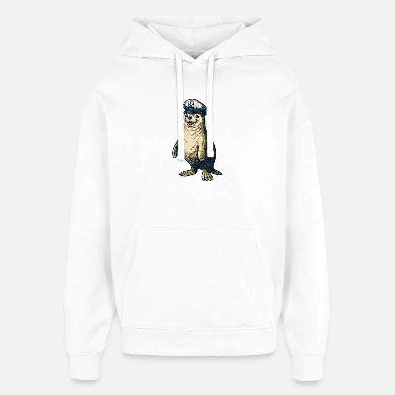 Sceau avec casquette de capitaine - Sweat à capuche unisexe Stanley/Stella Oversized - blanc
