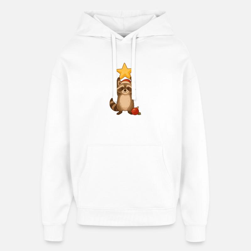 raton laveur de Noël avec étoile - Sweat à capuche unisexe Stanley/Stella Oversized - blanc