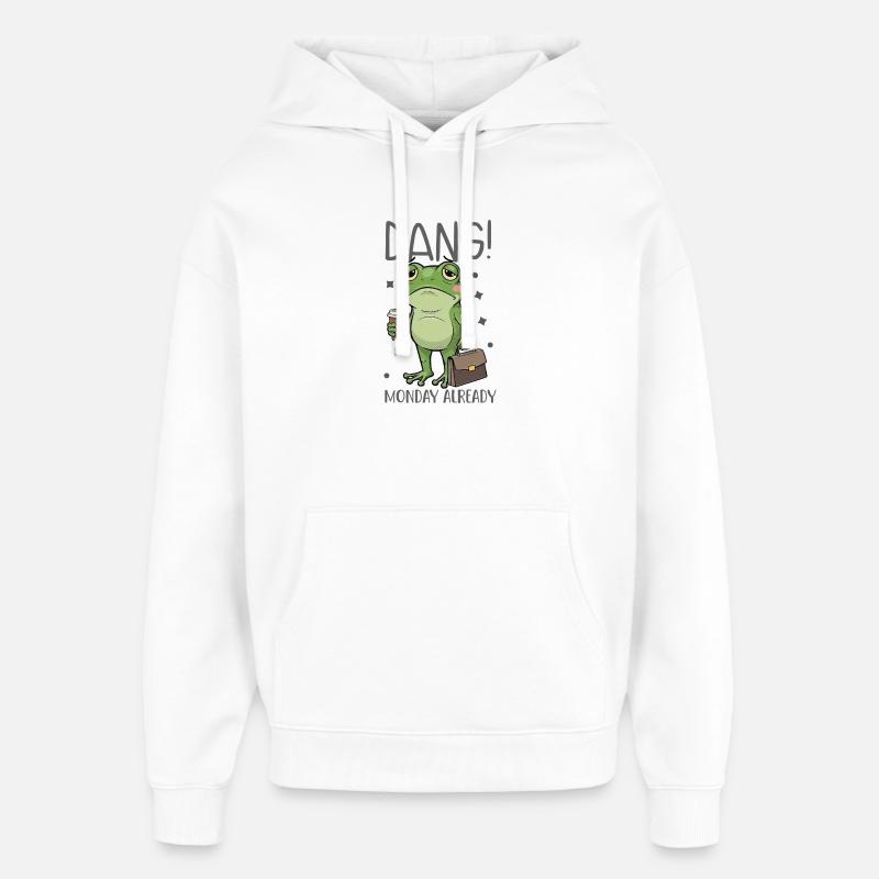 Grenouille fatiguée lundi - Sweat à capuche unisexe Stanley/Stella Oversized - blanc