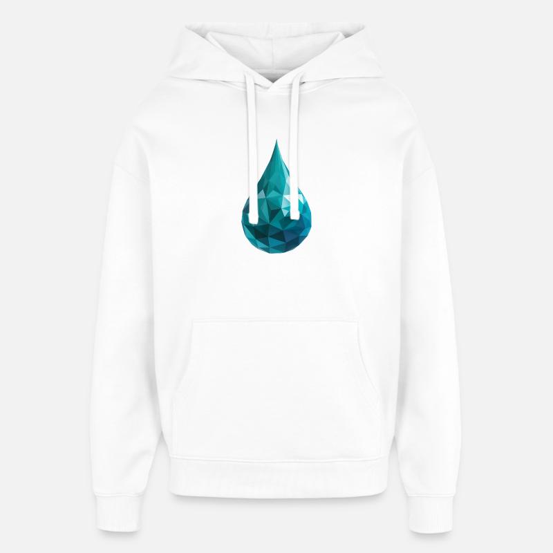 Goutte d’eau - Logo Low Poly cool - Sweat à capuche unisexe Stanley/Stella Oversized - blanc