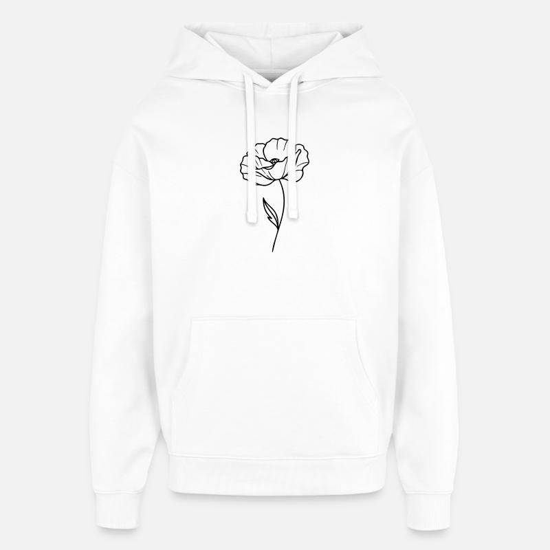 Poppy – Line Graphic, Flower Outlines - Oversized Unisex Hoodie by Stanley/Stella - white