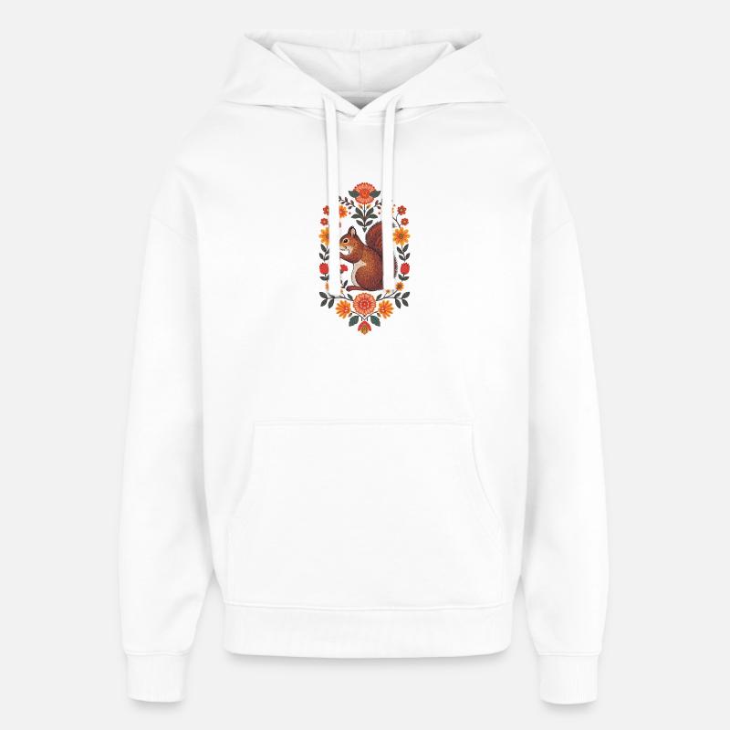 Écureuil dans une couronne de fleurs - Sweat à capuche unisexe Stanley/Stella Oversized - blanc