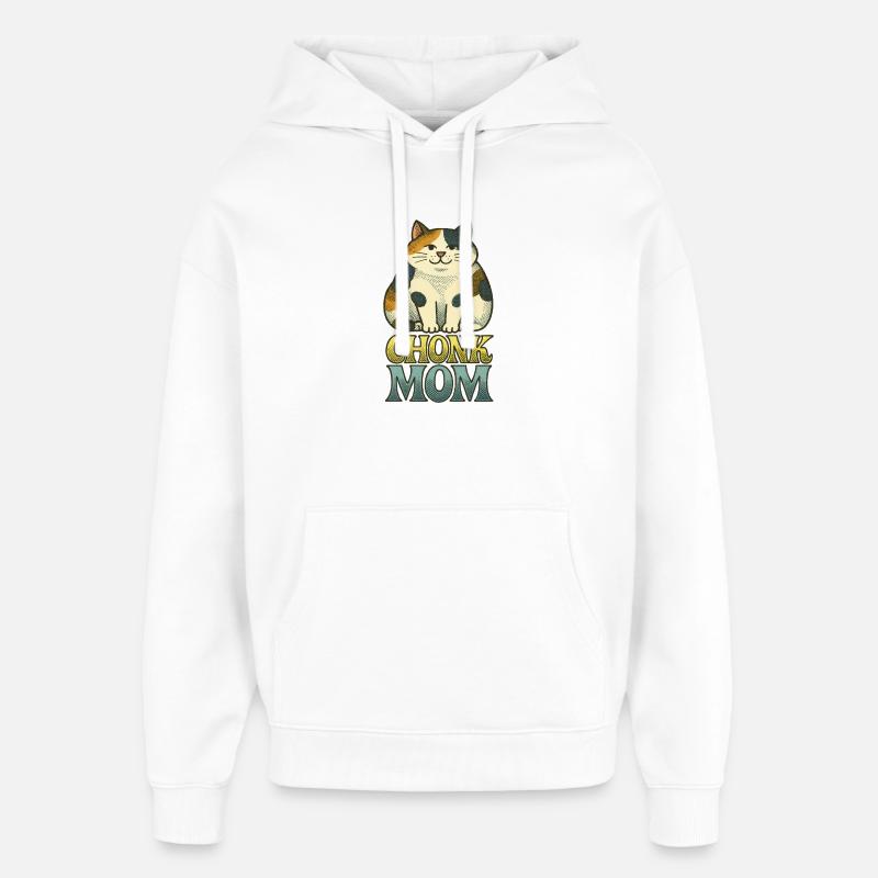 Chonk Cat Mom Imprimé rétro - Sweat à capuche unisexe Stanley/Stella Oversized - blanc