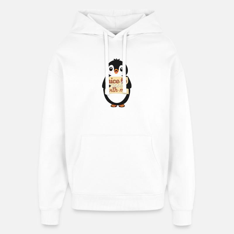 Pingouin avec Sympa de me rencontrer - Sweat à capuche unisexe Stanley/Stella Oversized - blanc