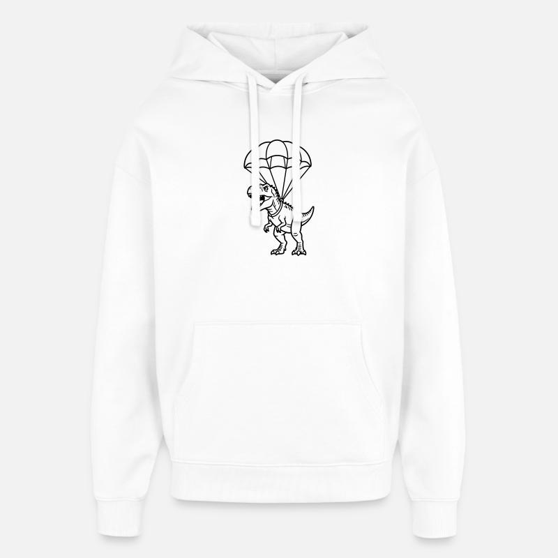 T Rex avec parachute - Sweat à capuche unisexe Stanley/Stella Oversized - blanc