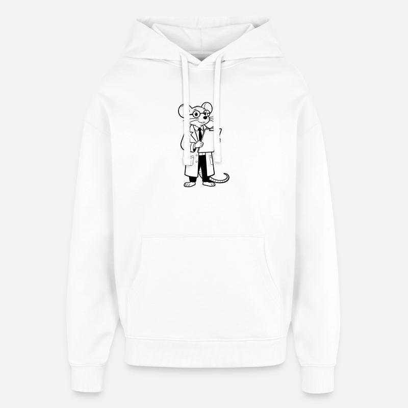 Souris scientifique - Sweat à capuche unisexe Stanley/Stella Oversized - blanc