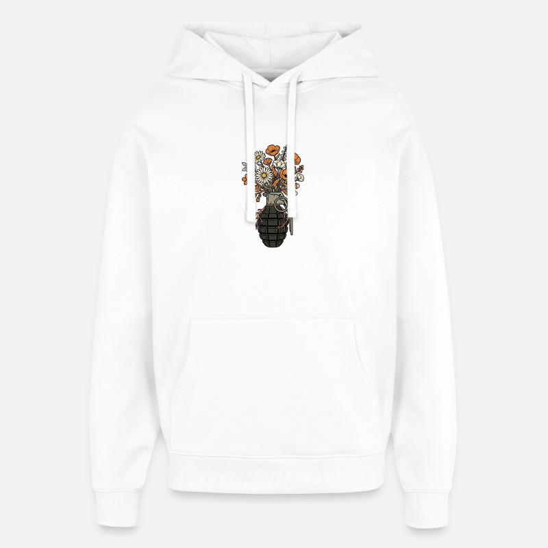 Fleur et Grenat Paix - Sweat à capuche unisexe Stanley/Stella Oversized - blanc