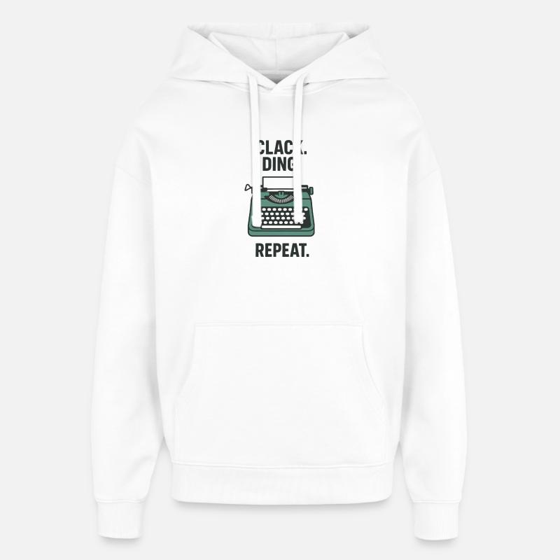 Klack Ding Repeat | Machine à écrire - Sweat à capuche unisexe Stanley/Stella Oversized - blanc