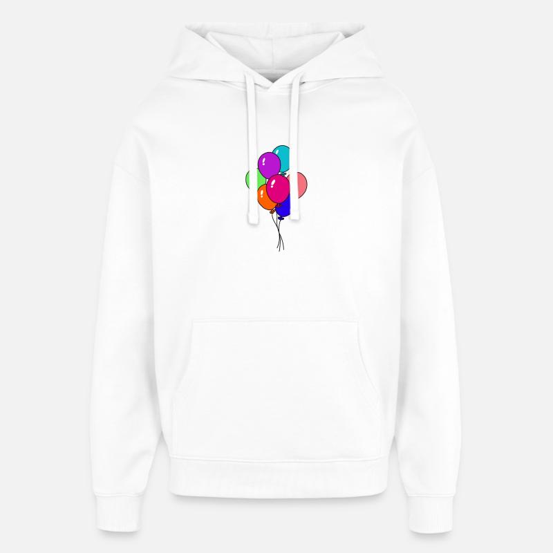 Ballons arc en ciel festifs - Sweat à capuche unisexe Stanley/Stella Oversized - blanc