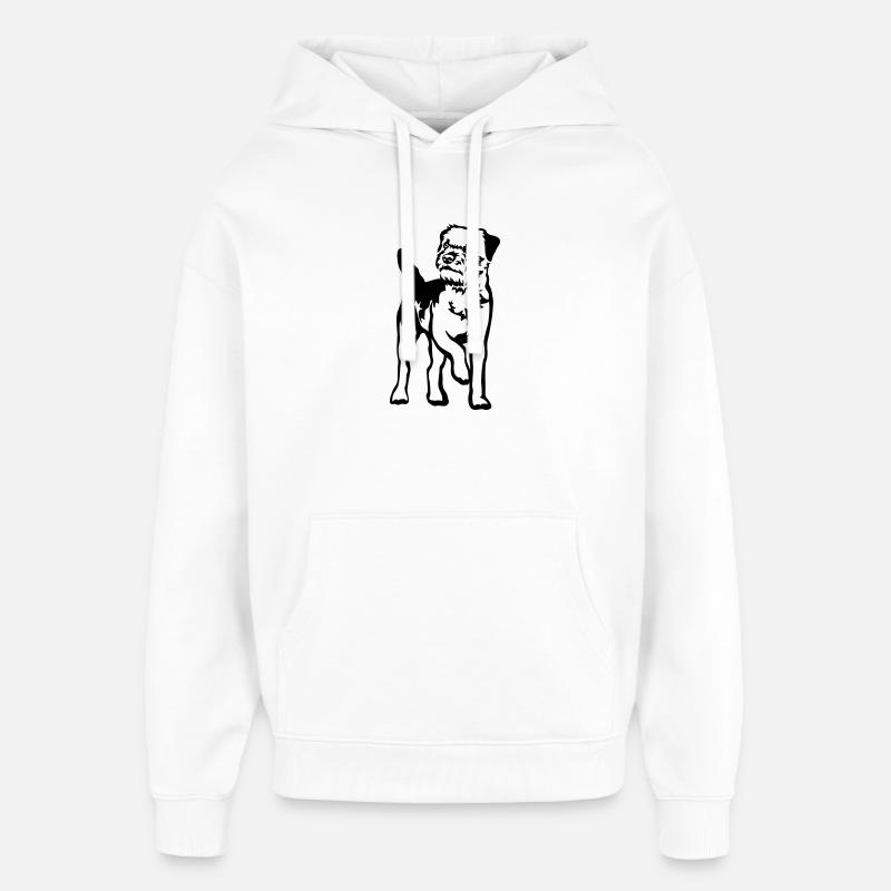Border Terriers - Sweat à capuche unisexe Stanley/Stella Oversized - blanc