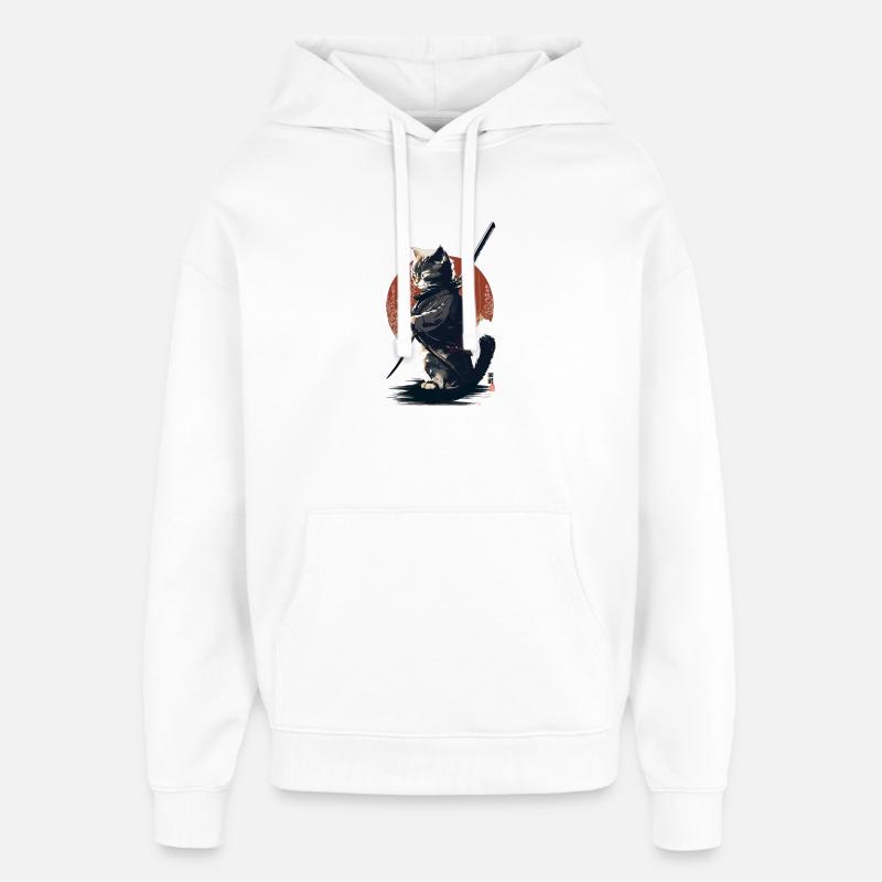 Kawaii Neko Samurai : Katzen-Samurai - Oversized Unisex Hoodie von Stanley/Stella - Weiß