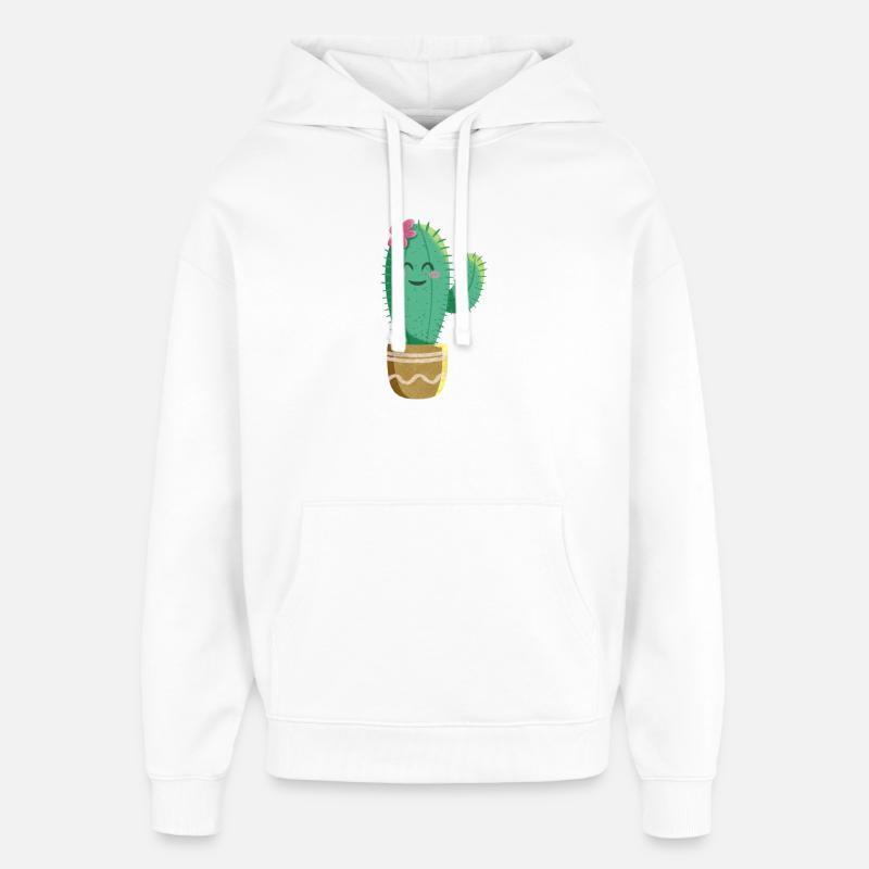 Cactus mignon avec fleur - Sweat à capuche unisexe Stanley/Stella Oversized - blanc