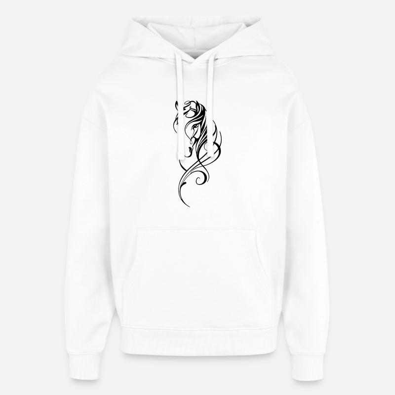 Cheval abstrait noir - Sweat à capuche unisexe Stanley/Stella Oversized - blanc