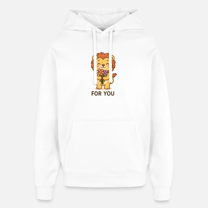 Lion aux fleurs salut - Sweat à capuche unisexe Stanley/Stella Oversized - blanc