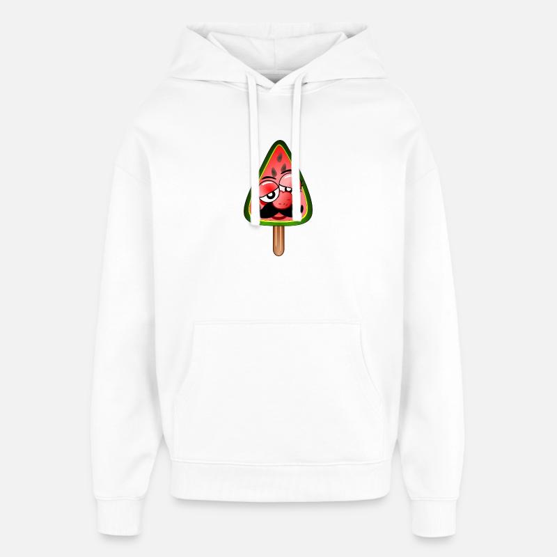 GLACE PASTÈQUE HOMME MOUSTACHE - Sweat à capuche unisexe Stanley/Stella Oversized - blanc