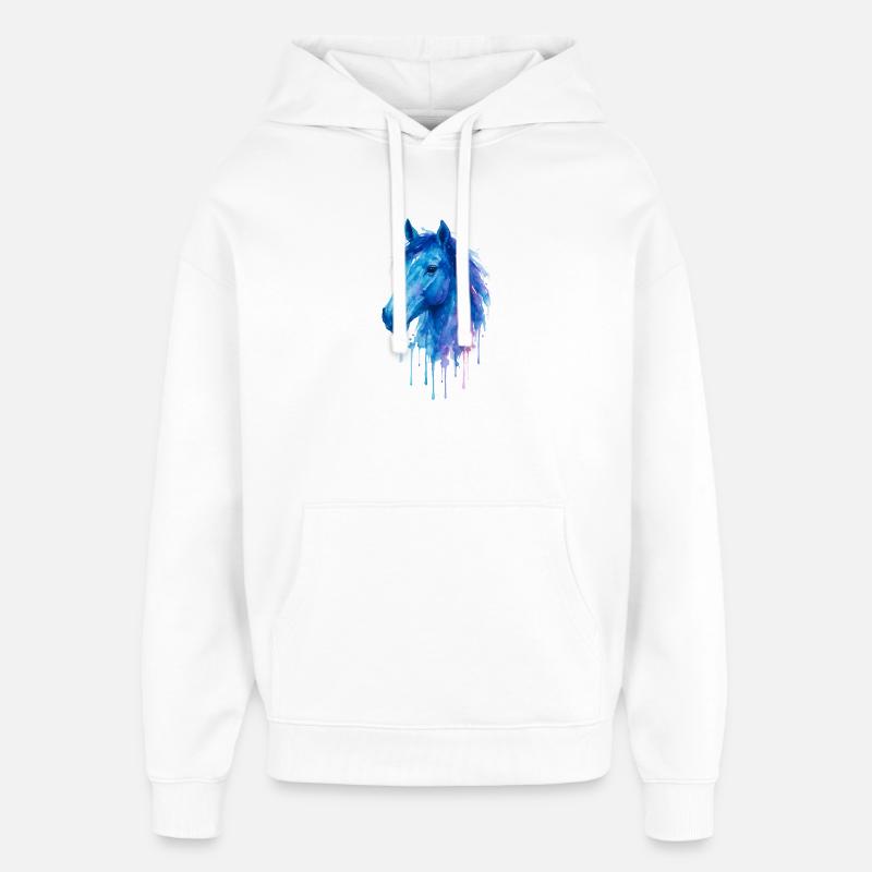 Cheval Aquarelle - Equitation - Sweat à capuche unisexe Stanley/Stella Oversized - blanc