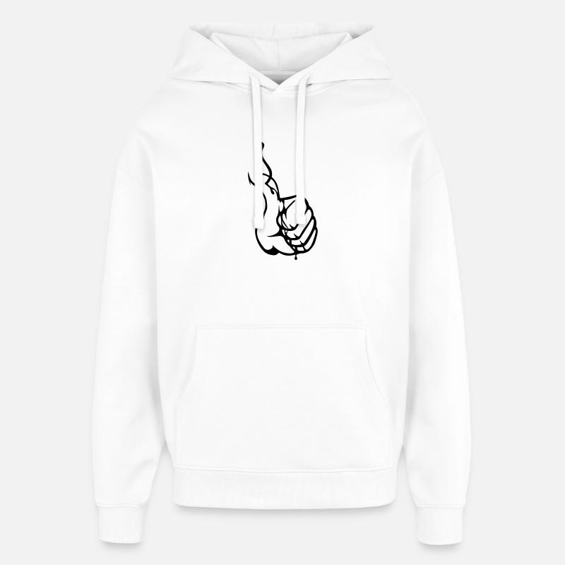 Angler Thumbs up Nokidding Logo - Sweat à capuche unisexe Stanley/Stella Oversized - blanc