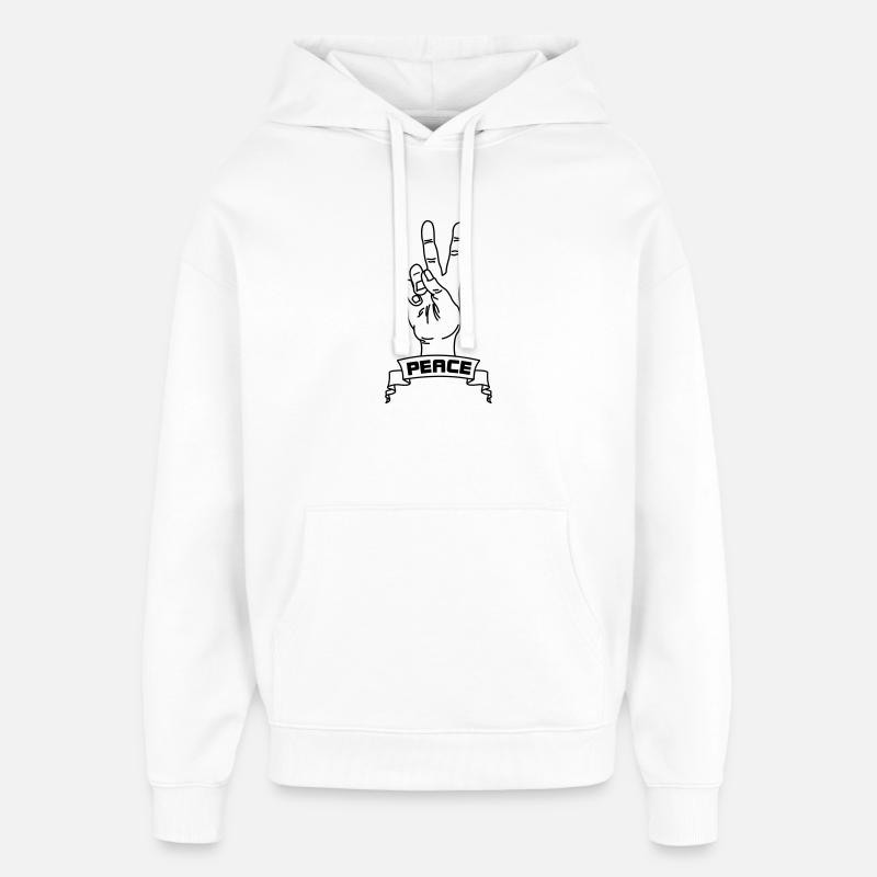 Handgesten Frieden mit Friedenstext - Oversized Unisex Hoodie von Stanley/Stella - Weiß