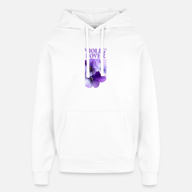 Motif floral de pensée violette - Sweat à capuche unisexe Stanley/Stella Oversized - blanc