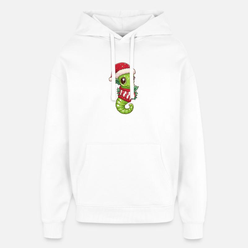 Noël de l’hippocampe - Sweat à capuche unisexe Stanley/Stella Oversized - blanc